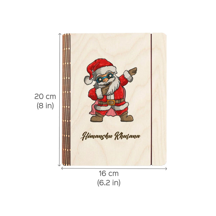 Wooden Personalized Christmas Santa Notebook Binder | A5, 50 Blank Pages, 120 GSM