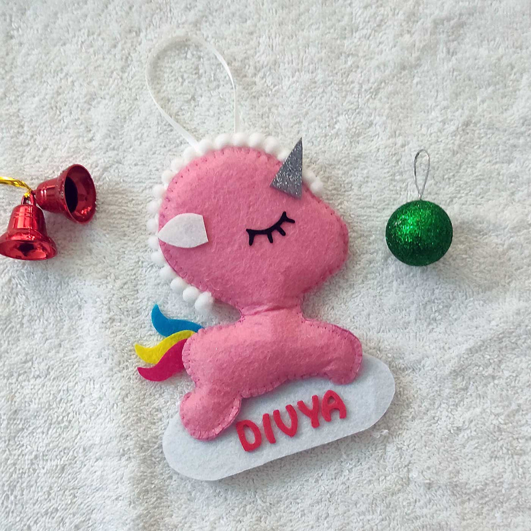 Personalized Unicorn Felt Ornament For Christmas Tree Decoration