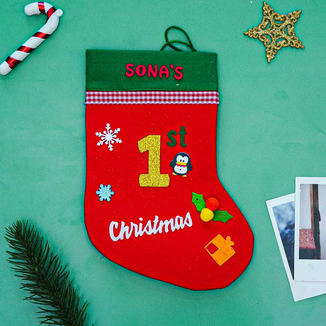 Personalized 1st Christmas Felt Stockings For Xmas Decoration