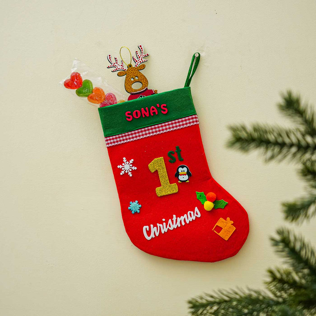 Personalized 1st Christmas Felt Stockings For Xmas Decoration