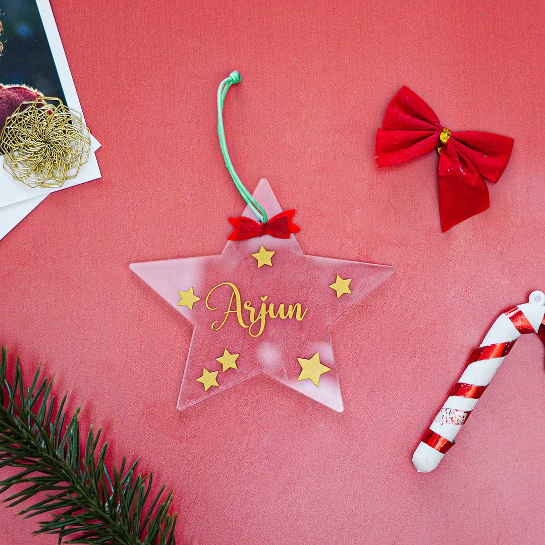 Personalized Acrylic Star Kids Felt Ornament For Christmas Tree Decoration