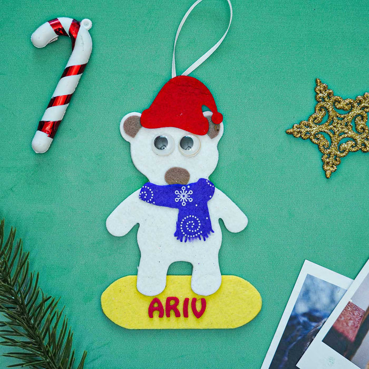 Personalized Bear Felt Ornament For Christmas Tree Decoration