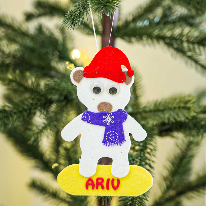 Personalized Bear Felt Ornament For Christmas Tree Decoration