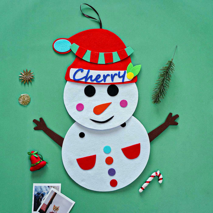 Personalized Build A Snowman Felt DIY Kit For Christmas Decoration | Set Of 6