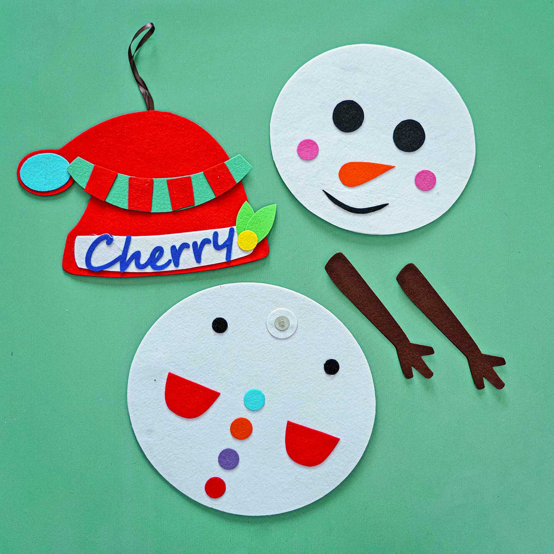 Personalized Build A Snowman Felt DIY Kit For Christmas Decoration | Set Of 6