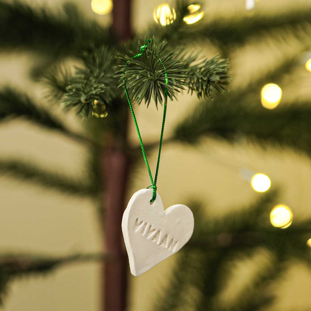 Personalized Heart Embossed Clay Ornament For Christmas Tree Decoration