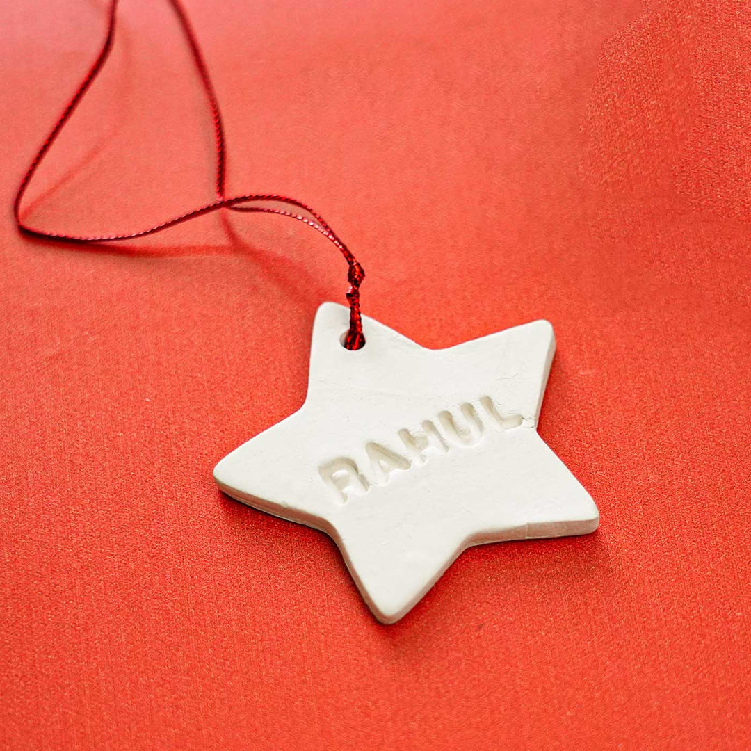 Personalized Star Embossed Clay Ornament For Christmas Tree Decoration