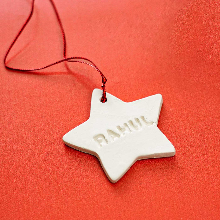 Personalized Star Embossed Clay Ornament For Christmas Tree Decoration