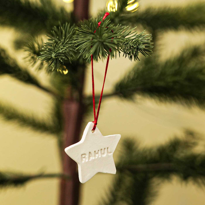 Personalized Star Embossed Clay Ornament For Christmas Tree Decoration