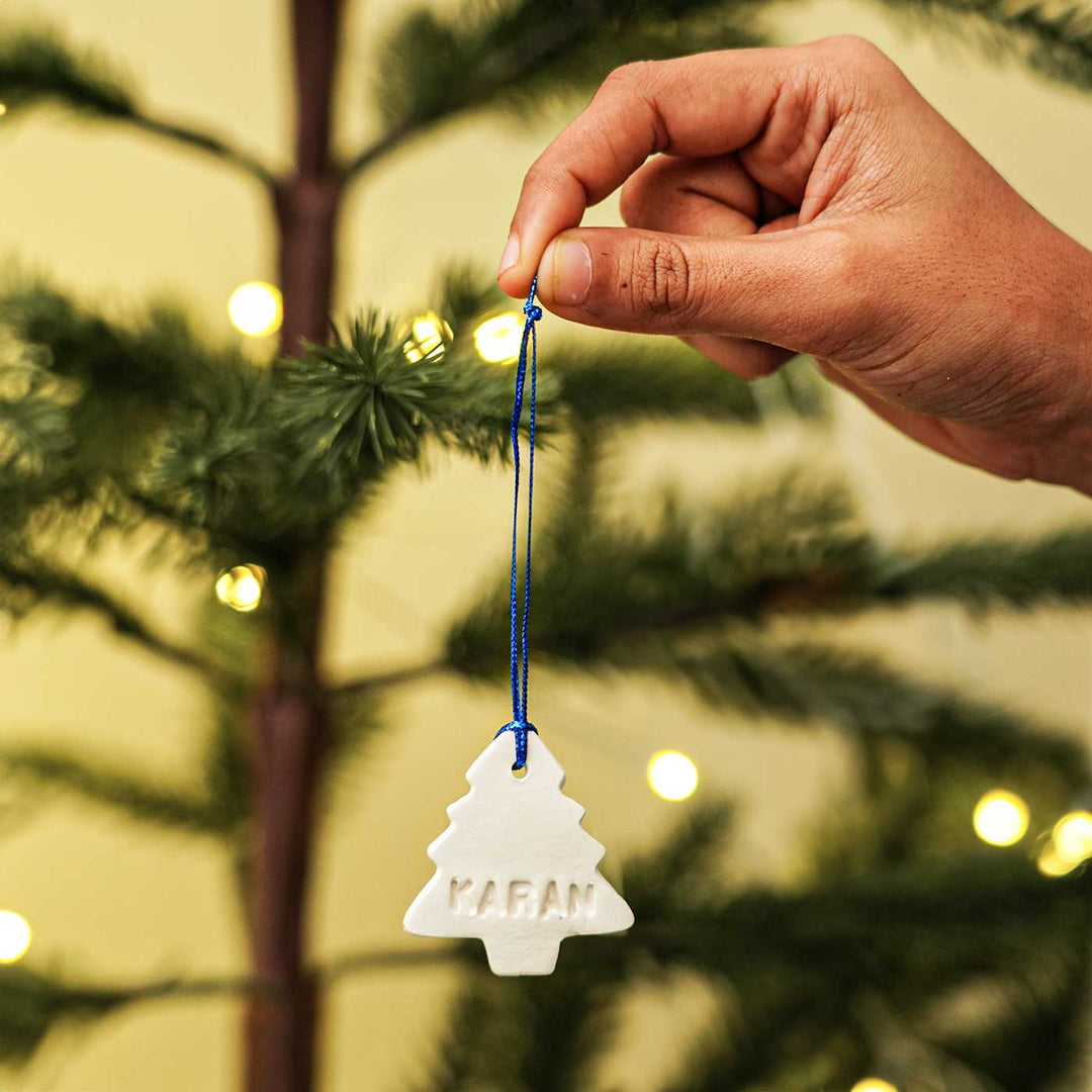 Personalized Tree Embossed Clay Ornament For Christmas Tree Decoration