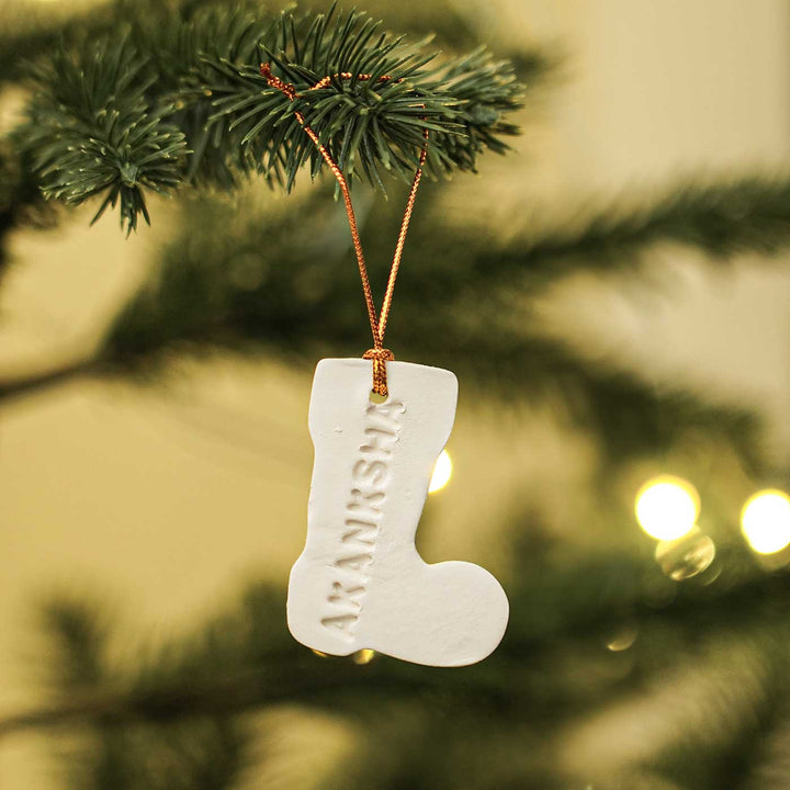 Personalized Embossed Clay Ornaments For Christmas Tree Decoration | Set Of 4