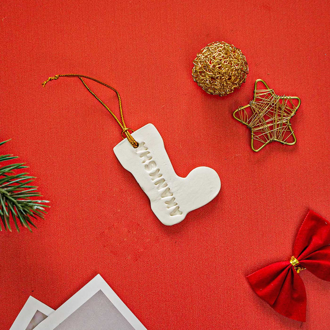 Personalized Shoe Embossed Clay Ornament For Christmas Tree Decoration