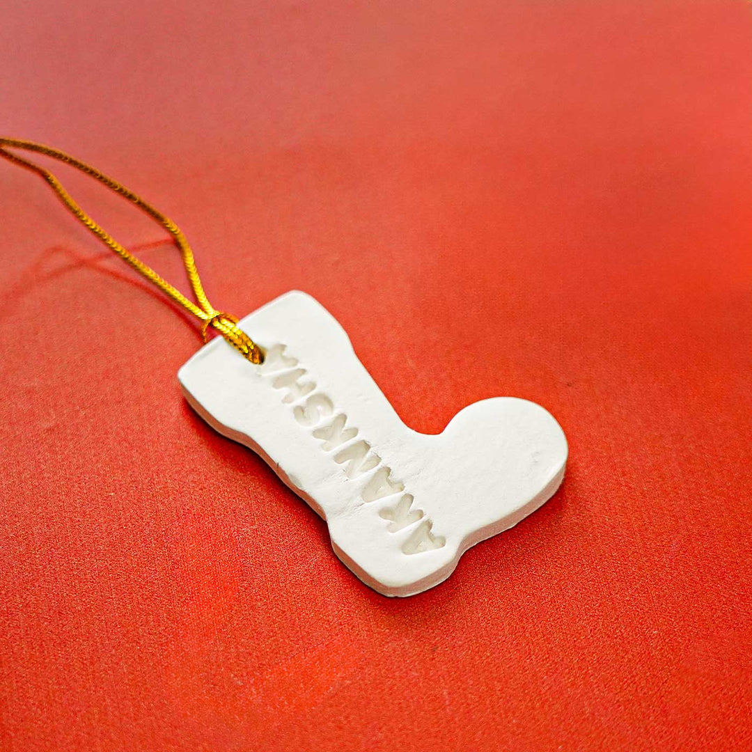 Personalized Shoe Embossed Clay Ornament For Christmas Tree Decoration