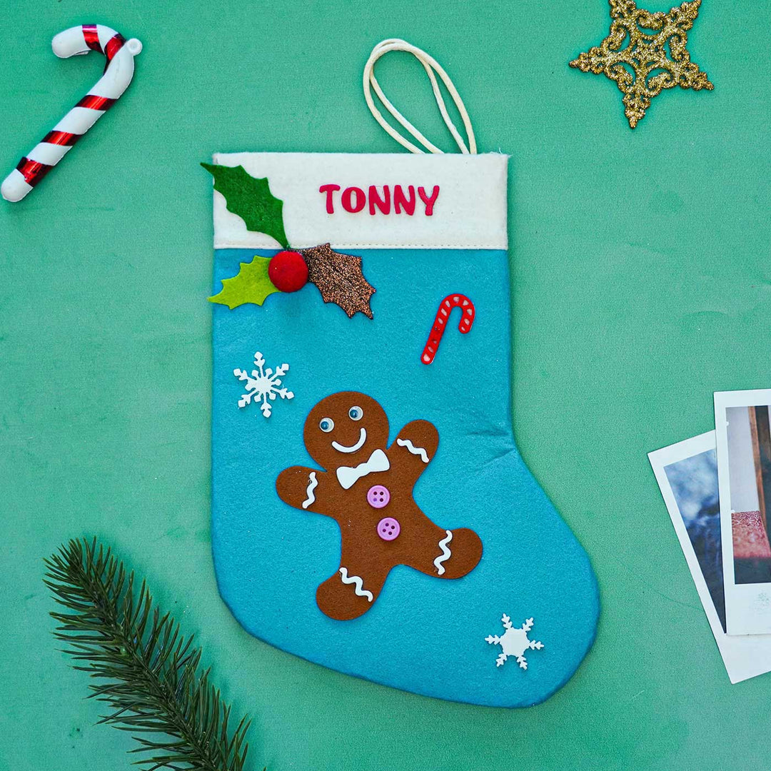 Personalized Cookie Man Felt Stockings For Christmas Decoration