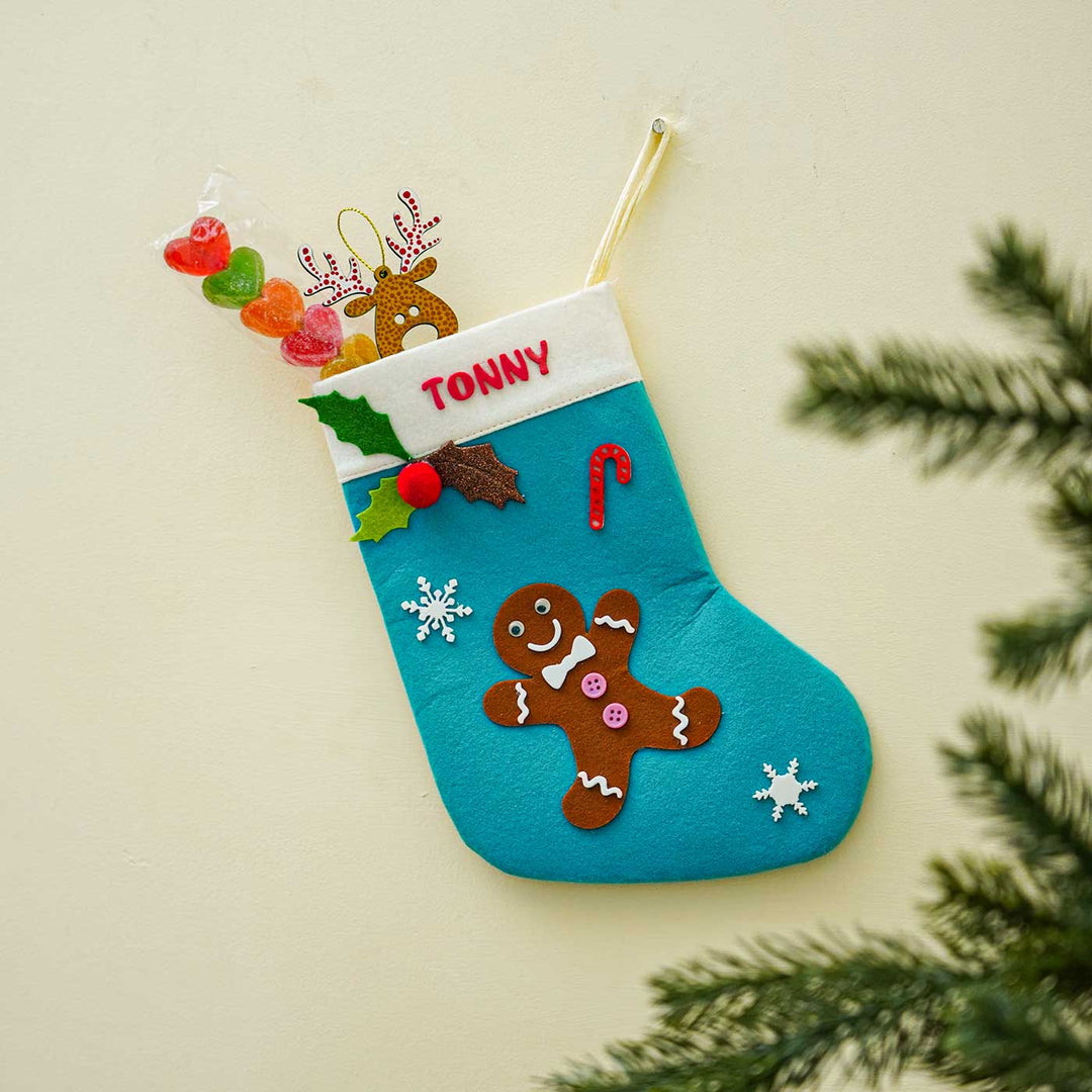 Personalized Cookie Man Felt Stockings For Christmas Decoration