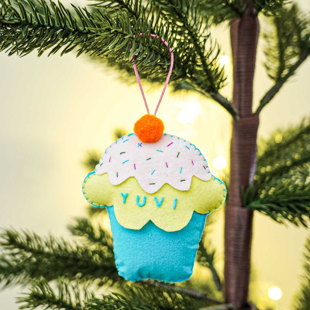 Personalized Cupcake Kids Felt Ornament For Christmas Tree Decoration