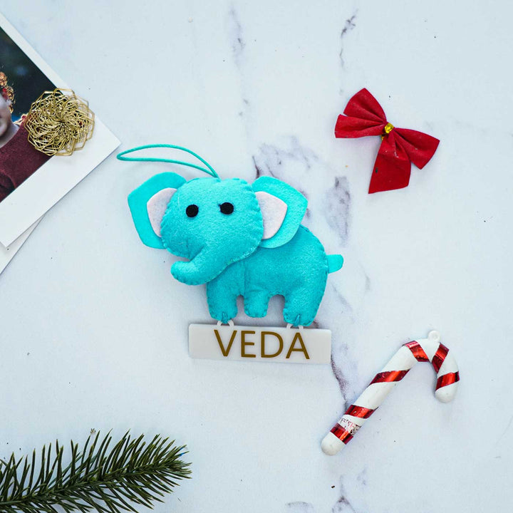 Personalized Elephant Kids Felt Ornament For Christmas Tree Decoration