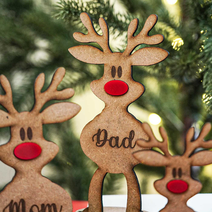 Personalized Family Mdf Wood Table Decor For Christmas Decoration | Set Of 4