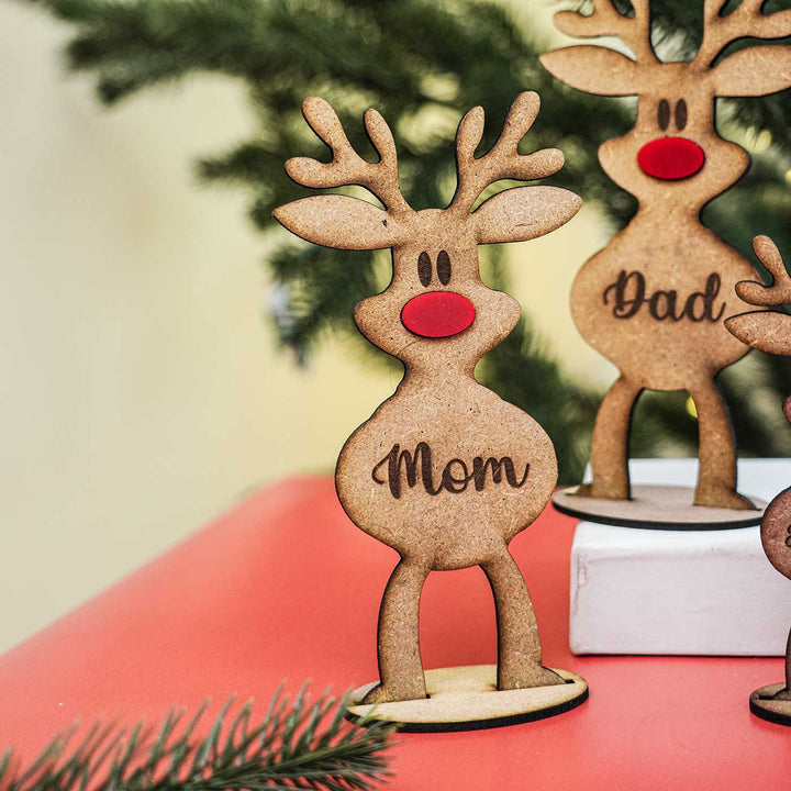 Personalized Family Mdf Wood Table Decor For Christmas Decoration | Set Of 4