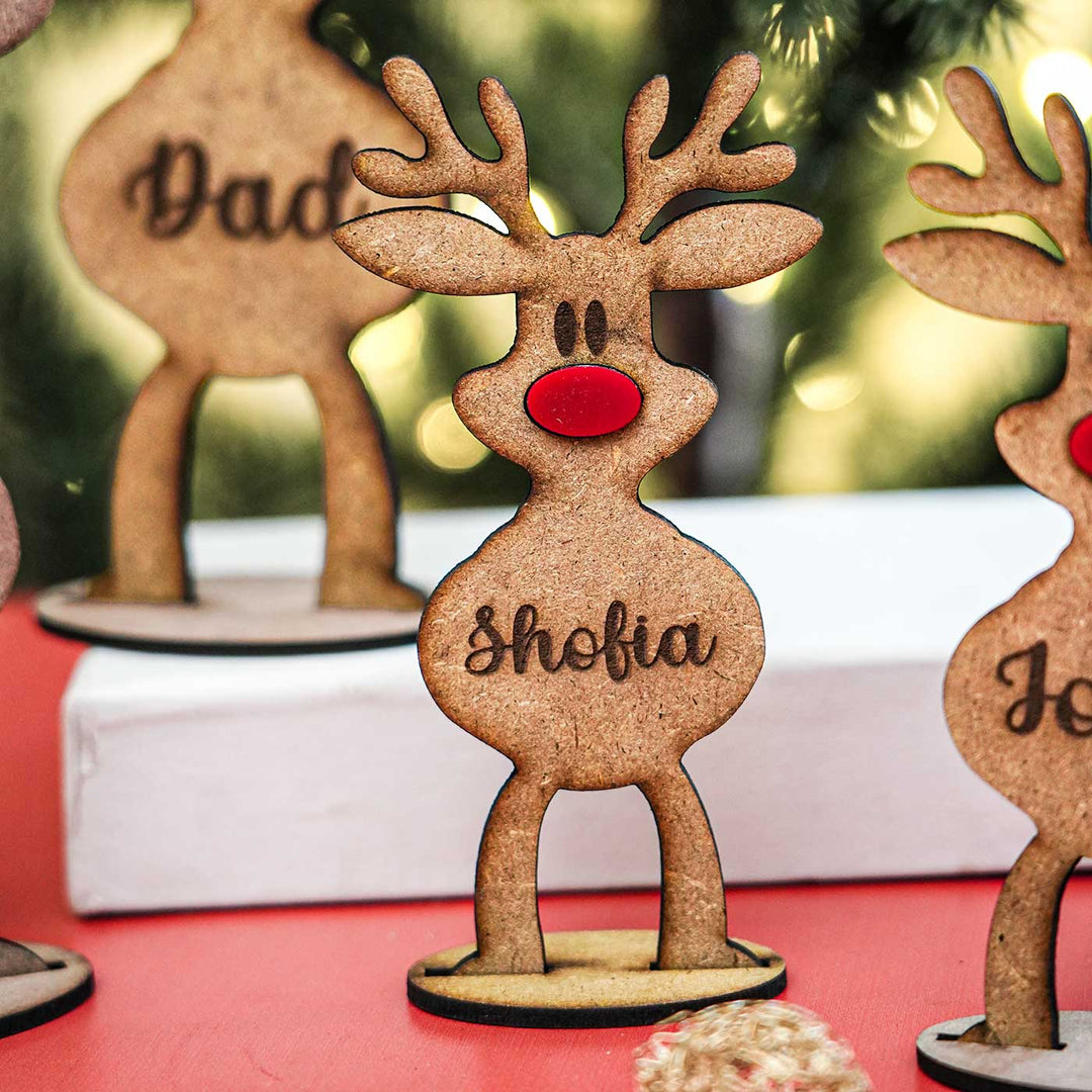 Personalized Family Mdf Wood Table Decor For Christmas Decoration | Set Of 4