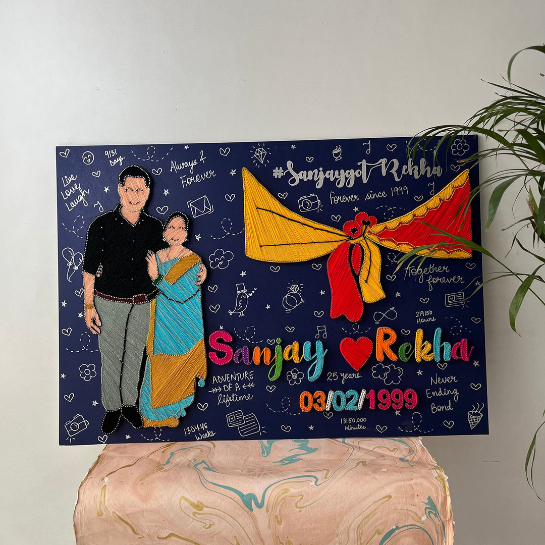 Photo Personalized String Art Gathbandhan Mdf Wood Wedding Plaque