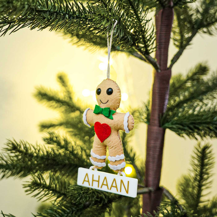 Personalized Gingerbread Kids Felt Ornament For Christmas Tree Decoration