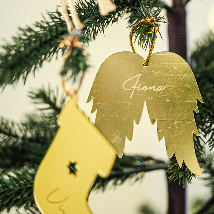 Personalized Gold Acrylic Ornaments For Christmas Tree Decoration | Set Of 4