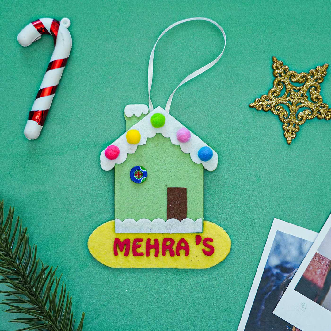 Personalized Green Candy House Felt Ornament For Christmas Tree Decoration