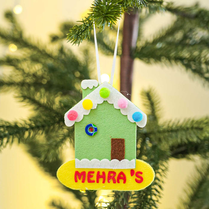 Personalized Green Candy House Felt Ornament For Christmas Tree Decoration