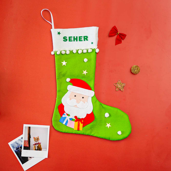 Personalized Handmade Felt Santa Christmas Stocking