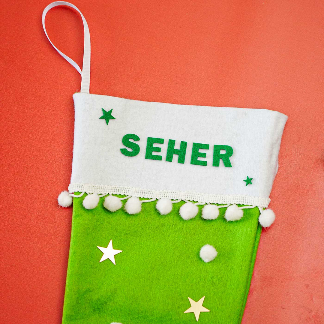 Personalized Handmade Felt Santa Christmas Stocking