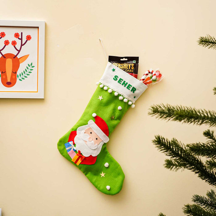 Personalized Handmade Felt Santa Christmas Stocking