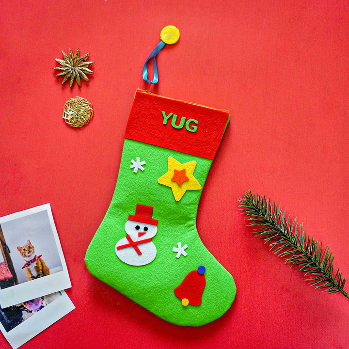 Personalized Green Felt Stockings For Christmas Decoration