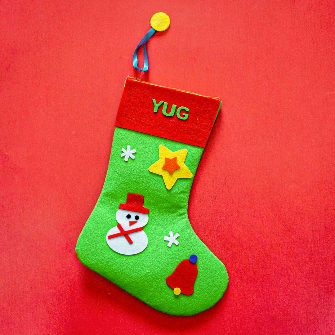 Personalized Green Felt Stockings For Christmas Decoration