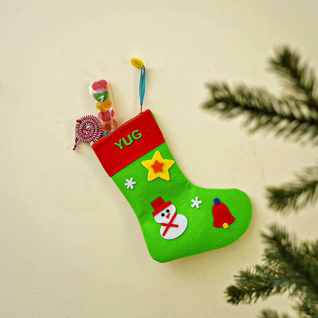 Personalized Green Felt Stockings For Christmas Decoration