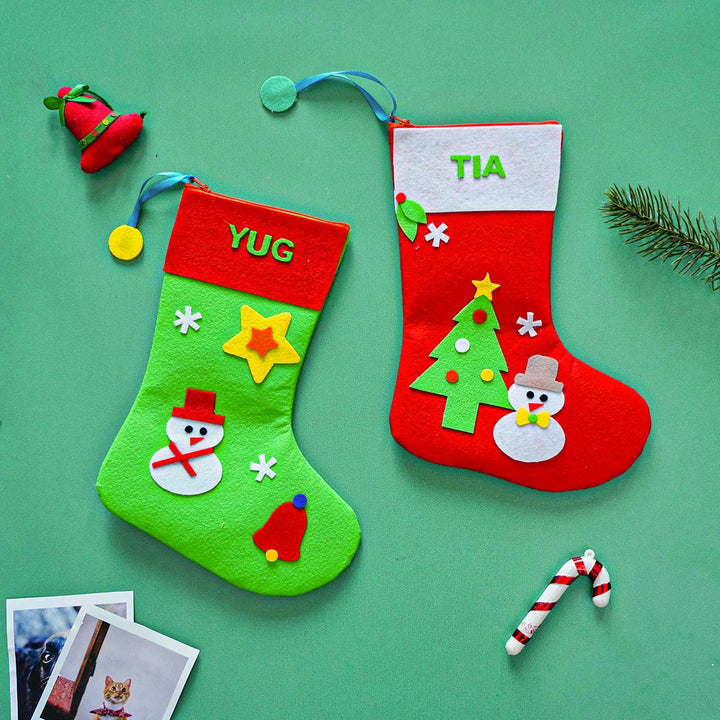 Personalized Green Felt Stockings For Christmas Decoration