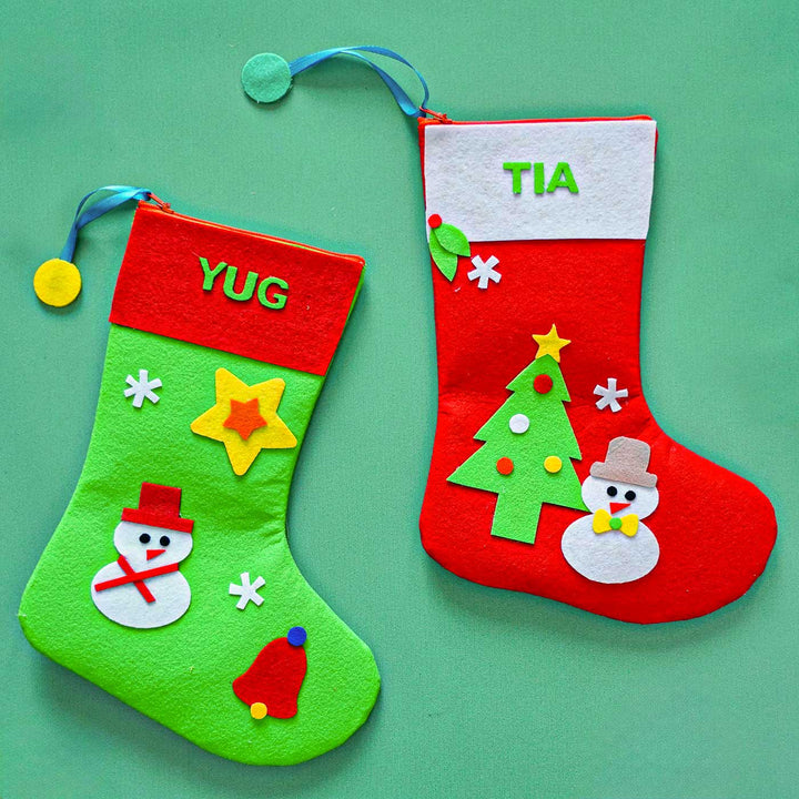 Personalized Green Felt Stockings For Christmas Decoration