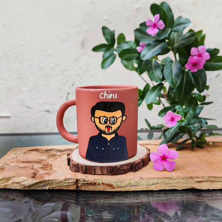 Photo Personalized Handpainted Terracotta Mug with Caricatures