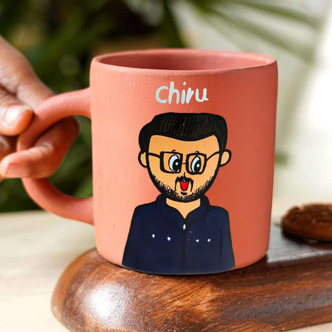 Photo Personalized Handpainted Terracotta Mug with Caricatures