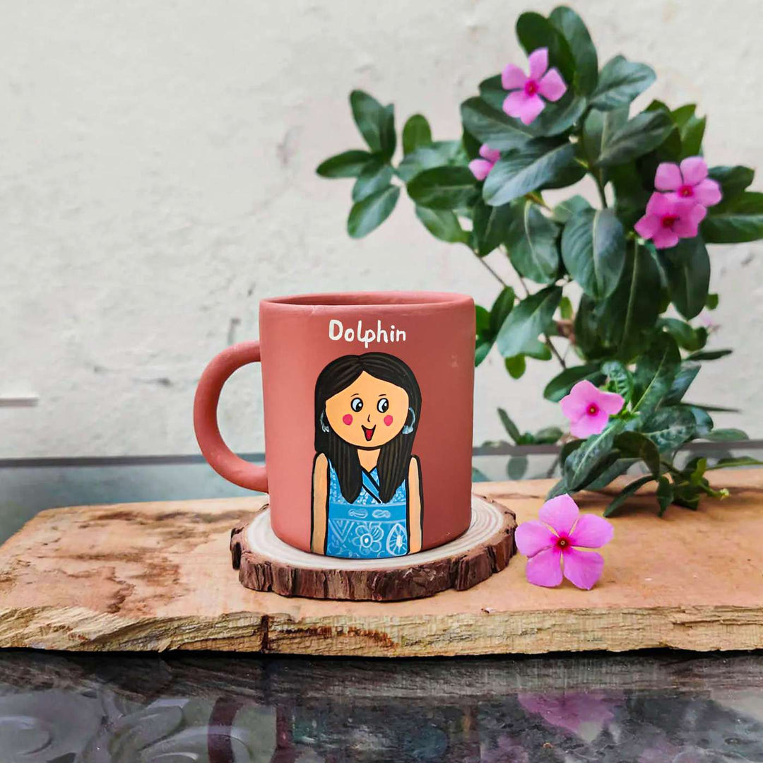 Photo Personalized Handpainted Terracotta Mug with Caricatures