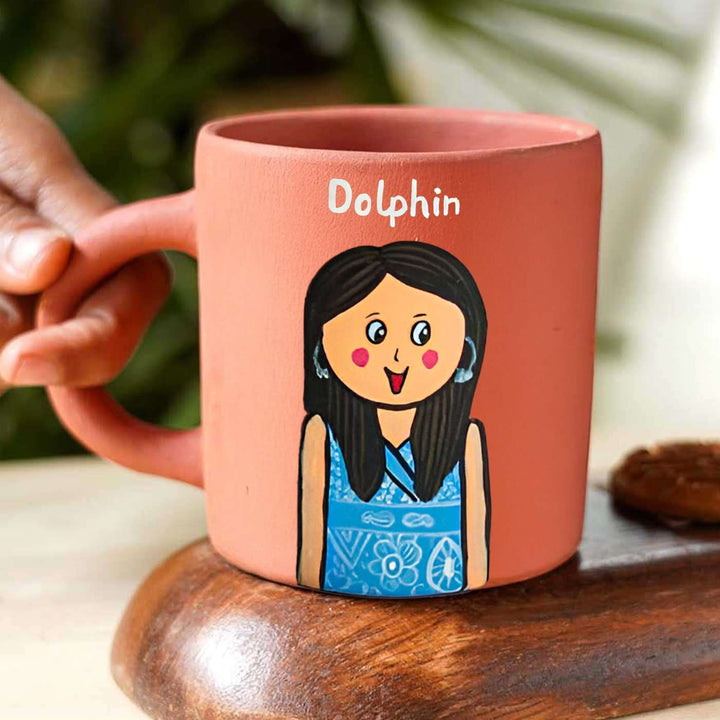 Photo Personalized Handpainted Terracotta Mug with Caricatures