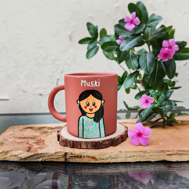 Photo Personalized Handpainted Terracotta Mug with Caricatures