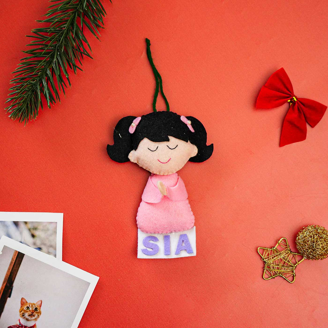 Personalized Handmade Felt Angel Girl Christmas Ornament