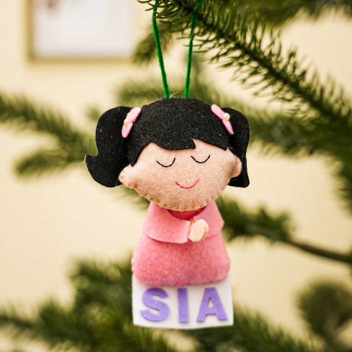 Personalized Handmade Felt Angel Girl Christmas Ornament