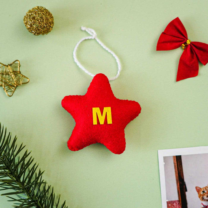 Personalized Initial Felt Star Christmas Ornament