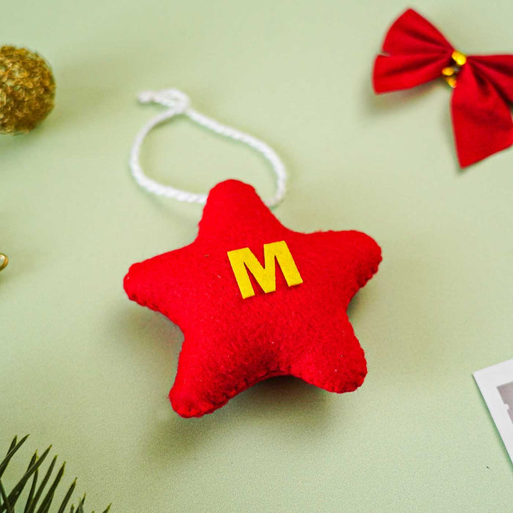 Personalized Initial Felt Star Christmas Ornament