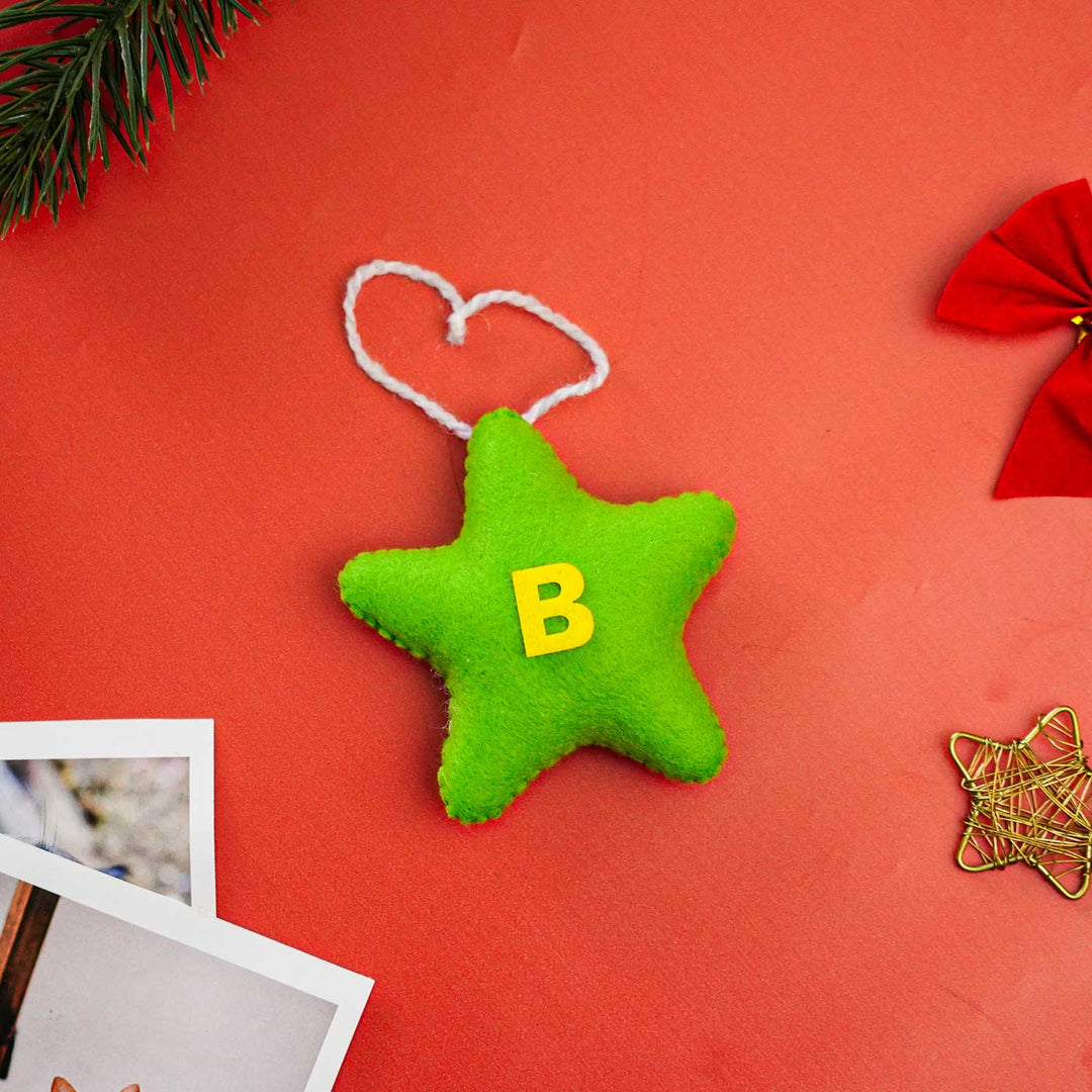 Personalized Initial Felt Star Christmas Ornament