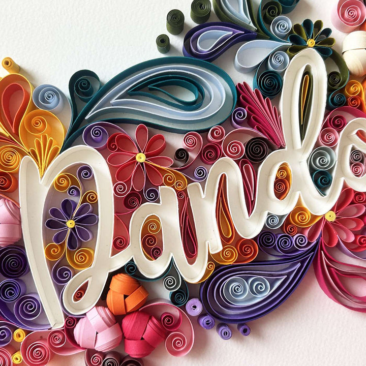 Personalized Handmade Quilling Floral Theme Framed Name Plate