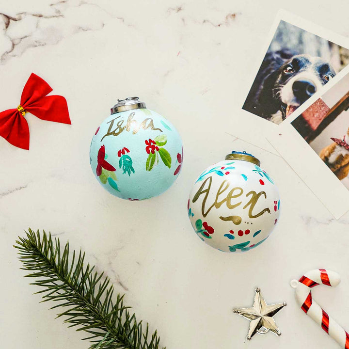 Personalized Handpainted Glass Ball Ornaments For Christmas Tree Decoration