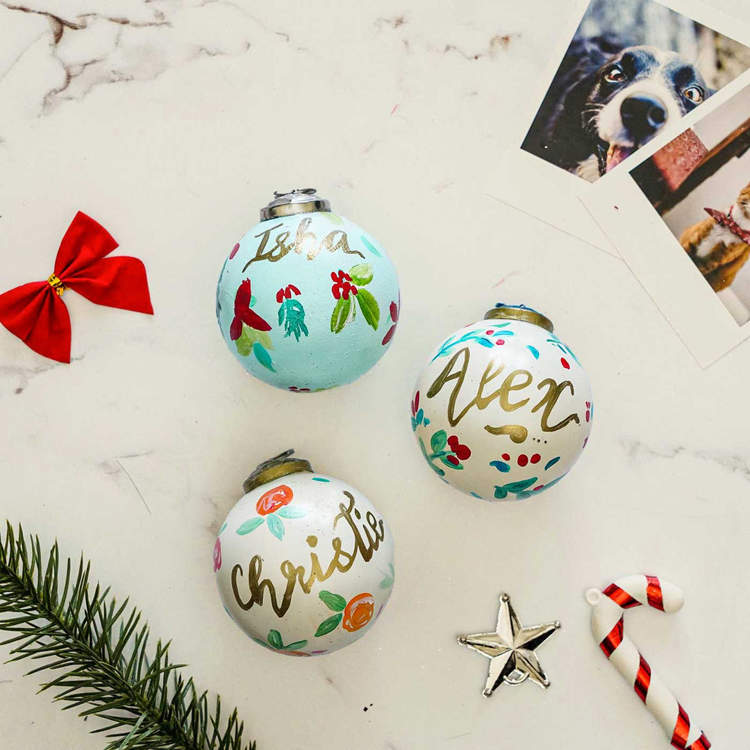 Personalized Handpainted Glass Ball Ornaments For Christmas Tree Decoration